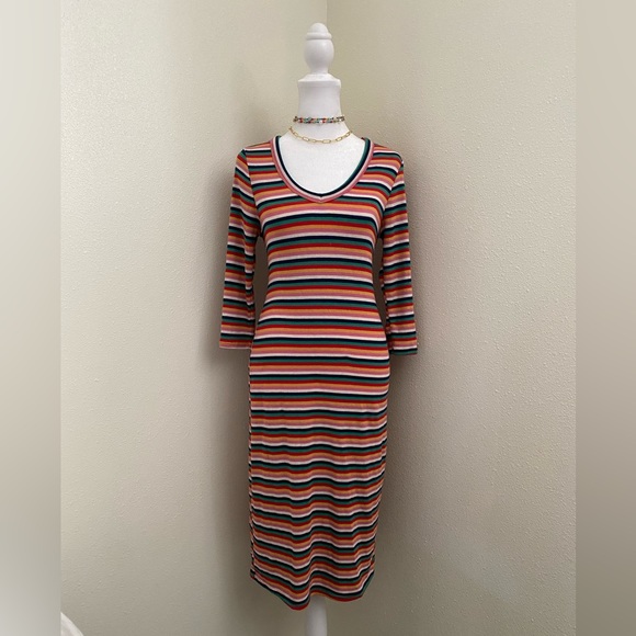 Sweet Claire Multi-Colored Striped Midi Dress - Picture 2 of 11